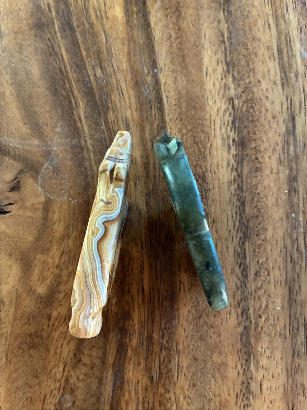 Natural Stone Bear Figurines/Fetishes— Brown and Dark Green/Blue